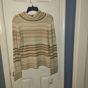 Striped Cream and Brown Women's Sweate**